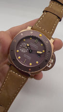 Panerai Submersible 47mm Aço/Rose Mostrador Marrom Luneta Marrom
