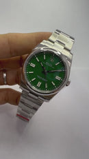 Rolex Oyster Perpetual Oystersteel 41mm, Mostrador Verde - CLONE