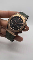 Hublot Classic Chrono Rosè 45mm Mostrador Preto Puls. Borracha/CouroV