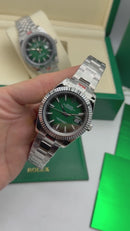Rolex DateJust 41/36mm Aço, Mostrador Verde, Pulseira Oyster