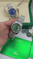 Rolex Datejust 41/36mm Aço Mostrador Verde, Luneta Canelada