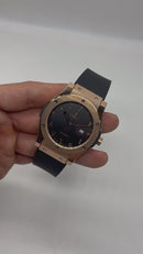 Hublot Classic Fusion Aço/Rose 45mm, Mostrador Preto, Sifras Árabe