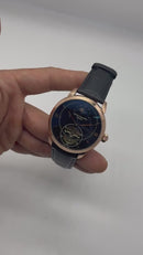 Patek Phillippe Fases da Lua Turbilhão 42mm Aço/Rose, Pulseira Couro