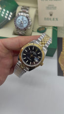 Rolex Datejust 41mm - Aço/Ouro* - Mostrador Preto - Pulseira Jubilee - CLONE