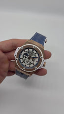 Hublot King Power 48mm Aço/Rose, Mostrador Branco Miame