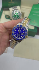Rolex Submariner Date 41mm Aço/Dourado Mostrador Azul Luneta Azul