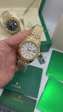 Rolex Date-Just 41mm/36mm Aço/Dourado, Mostrador Branco, Luneta Canelada