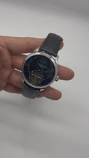 Patek Phillippe Fases da Lua Turbilhão 42mm Aço, Pulseira Couro