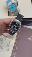 Patek Philippe Cubitus, Aço Fases da Lua 42mm, Mostrador Preto, Pulseira Nylon