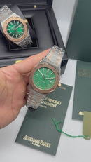 Audemars Piguet Royal Oak 41mm Aço/Rose Mostrador Verde