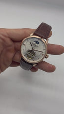 Patek Phillippe Fases da Lua Turbilhão 42mm Aço/Rose, Pulseira Couro