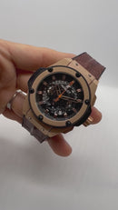 Hublot King Power 48mm Aço/Rose, Mostrador Preto, John Walker