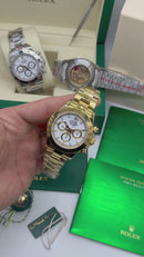 Rolex Daytona 40mm Aço Dourado, Mostrador Branco