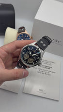 IWC PORTUGIESER YACTH CLUB TURBILHÃO - 44mm - Aço Most. Cinza Puls Couro