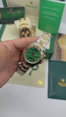 Rolex Daytona 40mm Aço/Dourado, Mostrador Verde