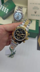 Rolex Daytona Oyster Aço/Ouro* 40mm - Mostrador Preto - CLONE