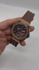 Hublot Big Bang 44mm Aço/Rose Mostrador Marrom