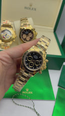 Rolex Daytona 40mm Todo Aço Dourado Mostrador Verde Pulseira Aço