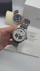 IWC PORTUGIESER YACTH CLUB TURBILHÃO - 44mm - Aço Most. Branco Puls Couro