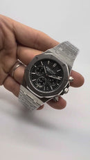 Audemars Piguet RoyalOak 41mm Aço Mostrador Preto Bezel Aço Pulseira Aço
