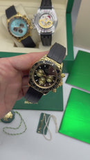 Rolex Daytona 40mm Dourado Mostrador Dourado Luneta Preta