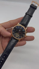 Patek Phillippe Turbilhão 42mm Aço/Rose, Pulseira Couro - Diamond