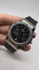 Hublot Classic Chrono 45mm Aço Mostrador Preto Bisel Aço -Puls. Borracha