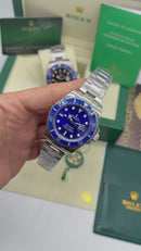 Rolex Submariner Date Smurf 40mm Aço Mostrador Azul Luneta Azul