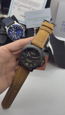 Panerai Luminor Marina GMT 44 mm Aço/OxBlack Mostrador Preto