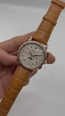 Patek Phillippe Fases da Lua 42mm Aço/Rose, Pulseira Couro