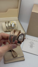 Bvlgari Serpenti Tubogas 02 Voltas 35mm Aço/Rose Mostrador Prata
