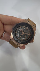 Hublot King Power 48mm Aço/Rose, Mostrador Preto Esqueleto