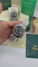 Rolex DateJust 41mm Wimbledon Aço Mostrador Cinza Luneta Canelada