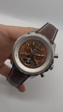 Breitling for Bentley Motors Turbilhão Aço 45mm Pulseira Couro