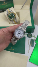 Rolex Date-Just 31mm/36mm Aço, Mostrador Branco, Luneta Canelada