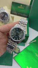 Rolex Datejust Aço 41mm, Mostrador Verde, Pulseira Jubilee - CLONE