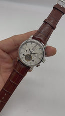 Patek Phillippe Turbilhão 42mm Aço, Pulseira Couro - Diamond