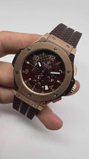 Hublot Big Bang 44mm Aço Chocolate Pulseira Borracha