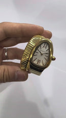 Bvlgari Serpenti Tubogas 01 Volta 35mm Aço Dourado Mostrador Branco