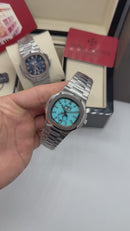 Patek Philippe Nautilus 39mm, Mostrador Tiffany, Pulseira Aço