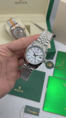 Rolex Date-Just 36mm/41mm, Aço, Mostrador Verde, Luneta Canelada