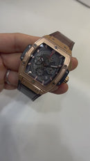 Hublot Spirit Of Big Bang 42mm, Aço/Rose Mostrador Cinza Esqueleto