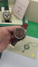 Rolex Daytona 40mm Aço/Rose Mostrador Marrom Luneta Preta