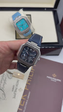 Patek Philippe Cubitus, Aço Fases da Lua 42mm, Mostrador Azul, Pulseira Nylon