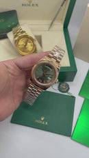 Rolex Day-Date Presidente 40mm Aço Rose Mostrador Verde