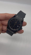Hublot Classic Fusion Aço/OxBlack 45mm, Mostrador Preto, Sifras Árabe Rose