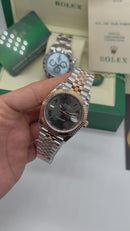 Rolex Datejust 41mm - Aço/Rose - Wimbledon - Pulseira Jubilee - CLONE