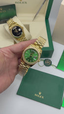 Rolex Day-Date Presidente Diamond 36mm Dourado Mostrador Verde