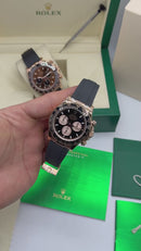 Rolex Daytona Everose 40mm - Mostrador Preto - Pulseira OysterFlex - CLONE