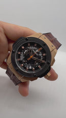 Hublot King Power 48mm Aço/Rose, Mostrador Preto, John Walker